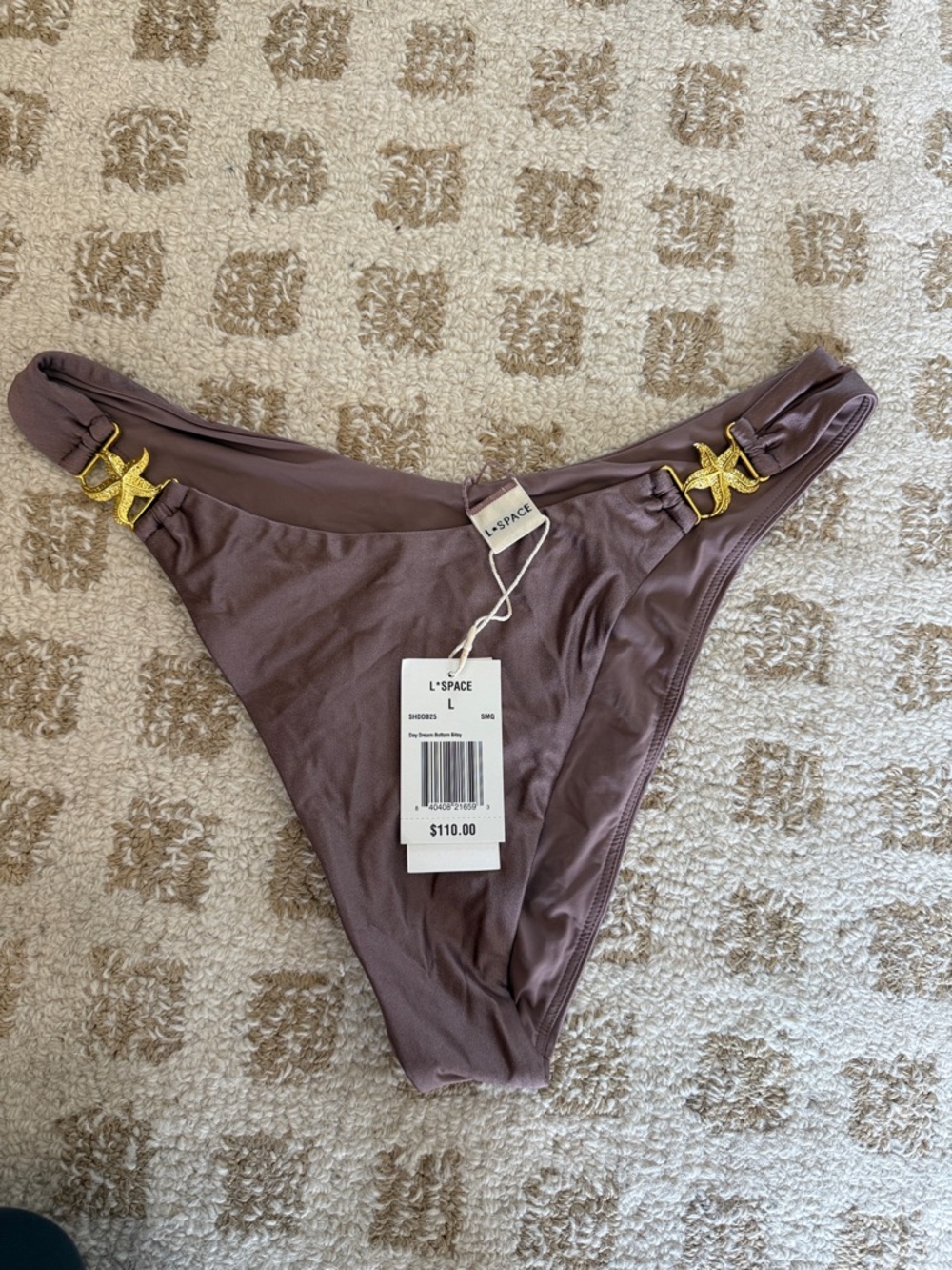 l*space Mauve-Taupe Bikini Bottom with Gold Hardware